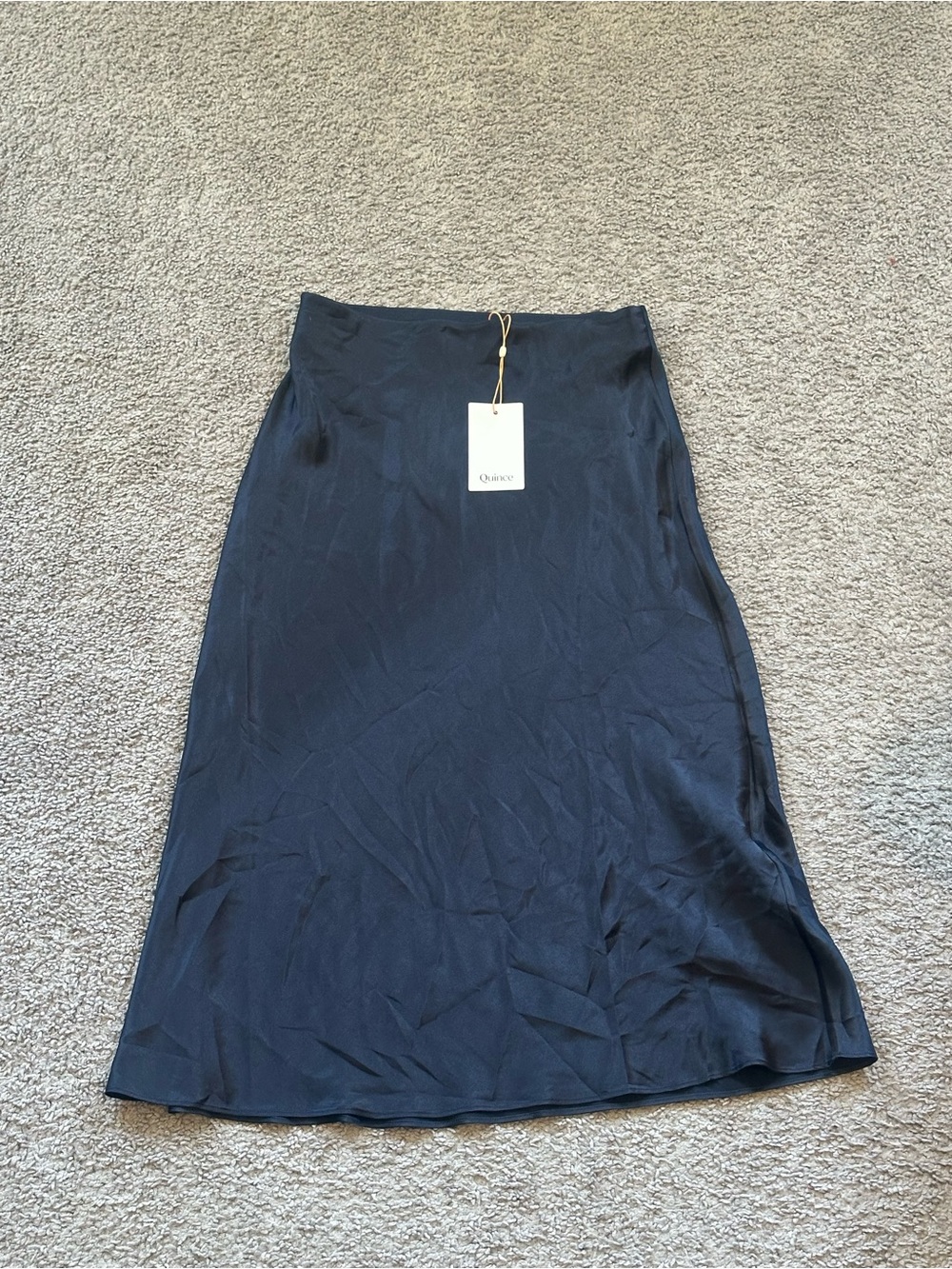 Quince Dark Navy Silk Skirt